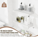 Fun Memories 24 Inch Floating Shelves Wall Mounted, 10 Inch Deep Wall Shelves, 24 x 10 Floating Shelf for Living Room Bathroom Bedroom, White, Set of 2 by CozyNest Decor