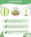 Nacome Fish Vase Glass Plant Terrarium with Wooden Stand,Plant Propagation Station for Home Office Hydroponics Desk Decoration,Unique Gardening Gifts for Plant Lovers Women Mom(Green) by CozyNest Decor