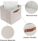 HNZIGE Fabric Storage Cubes Set of 4,12 x 12 Storage Baskets,Cloth Storage Bins for Organizing with Handles,Closet Baskets for Organizing Home Nursery(Gream) by TinyTreasures Baby Boutique
