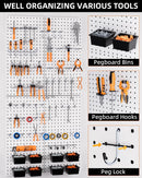INCLY 158PCS Metal Pegboard Wall Organizer, 48x24 Inch White Pegboard Panels Tool Organizer Kit with Accessories Hooks and Bins, Peg Board Utility Tool Storage for Garage Workbench Shed by GreenHaven Gardens