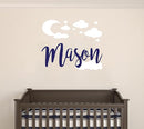 Custom Name with Moon Clouds and Stars Nursery Baby Name Wall Art Wall Decal for Nursery Bedroom playroom Decoration (Wide 40x40In Height), Wide 40Inx40In Height by TinyTreasures Baby Boutique