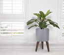 D'vine Dev 8 Inch Planter Pot with Stand, Mid-Century Tall Plant Pot with Legs for Indoor Plants, Small, Grey, 88-O-A-3 by GreenHaven Gardens