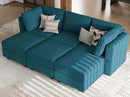 Belffin Terry Fabric Modular Sectional Sleeper Sofa Bed with Storage Convertible Sectional Couches for Living Room 6 Seaters Peacock Blue Modular Sofa by CozyNest Decor