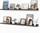 Heimlove Picture Ledge Shelf, Floating Shelves Set of 2, 48 Inches Picture Shelf for Wall with Ledge, Kids Bookshelf Wall Mounted for Living Room Bedroom Decor Books Photo Frames, Black by CozyNest Decor