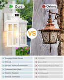 White Outdoor Wall Lights, Motion Sensor Porch Light Outdoor, Dusk to Dawn Outdoor Light Fixtures, Waterproof Outside Lights for House, Garden, Front Porch, Tempered Glass, Anti-Rust by GreenHaven Gardens