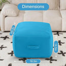 MeMoreCool Square Stuffed Pouf Ottoman Foot Rest, Floor Pouf Foot Stool with Foam Chunk Filling, Soft Stuffed Ottoman Footrest for Living Room, Blue by CozyNest Decor