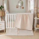 Brandream 3 Pieces Crib Bedding Set for Girls or Boys Quilt,Crib Sheet,Dust Ruffle Skirt, 100% Washed Cotton Like Linen Supersoft Farmhouse Chic Boho Beige Classic Quilted Plaid Design by TinyTreasures Baby Boutique