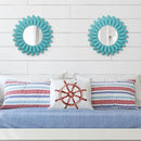 Honiway Beach Wall Decor Mirror 2 Pack 12 inch Wood Coastal Wall Decor Sunburst Boho Home Decor Room Decor for Bedroom Living Room Entryway Cyan by CozyNest Decor