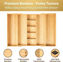 Umilife Extra Large Expandable Kitchen Drawer Organizer for Utensil and Junk, 19" Deep for Big Drawer, 17" to 28" Adjustable Bamboo Wood Drawer Divider, Cutlery Tray, Flatware Holder by CozyNest Decor