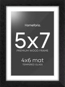 Homeforia 5x7 Picture Frame Black Wood, High End Oak 5by7 Black Wooden Frames with Mat 4x6 Print, 5 x 7 Frame Matted to 4 x 6 inch Photo, 7x5 Wall or Tabletop Frame, Tempered Glass, Wall Kit, Set of 1 by CozyNest Decor
