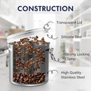 ENLOY 165oz Stainless Steel Airtight Canister for Kitchen, Large Flour Coffee Bean Tea Cereal Sugar Cookie Metal Food Storage Canisters with Clear Lid and Sturdy Locking Clamp by CozyNest Decor