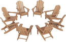 Westin Outdoors Laguna WO Outdoor Adirondack Folding Patio Chairs 8 PCS Set Retro Beach Aesthetic for Backyard, Lawn, Patio, Deck, Garden, Weather Resistant Polyethylene Plastic Lounger (Teak) by GreenHaven Gardens