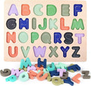 Wooden Puzzles for Toddlers, Voamuw Wooden Alphabet Number Shape Puzzle Toddler Education Learning Toys for Kids Ages 3 4 5 Years Old (Set of 3) by TinyTreasures Baby Boutique
