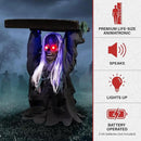 Haunted Hill Farm Tombstone Lifter by Tekky, Battery-Operated, Sound Activated Animatronic Zombie with Sound Effects and Lights for Indoor or Covered Outdoor Creepy Halloween Decoration by CozyNest Decor
