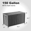150 Gallon Outdoor Deck Box,Storage Lockable Waterproof Patio Furniture,Garden Tools,Cushions,Pool Accessories Outside Storage Resin Box(Black) by CozyNest Decor