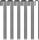 J Hook Rebar Stakes 36 Inch 3/8 Inch Diameter Steel Tent Stakes Heavy Duty Chain Link Fence Stakes Trampoline Stakes with Chisel Point End Metal Stakes for Ground, Canopy Swing Set, Black (16 Pcs) by CozyNest Decor