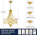 Modern Gold Crystal Chandelier, 20 Inch Large Ceiling Pendant Light Fixture with 50'' Adjustable Hanging Chain, 5-Light Farmhouse Chandelier for Dining Room, Living Room, Bedroom, Entryway by CozyNest Decor