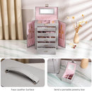 Large Jewelry Box,5-Tier PU Leather Jewelry Organizer with Lock,Multi-functional Storage Case with Mirror,Jewelry Organizer for Bracelets, Earrings, Rings, Necklaces, Mothers Day (GRAY) by TinyTreasures Baby Boutique