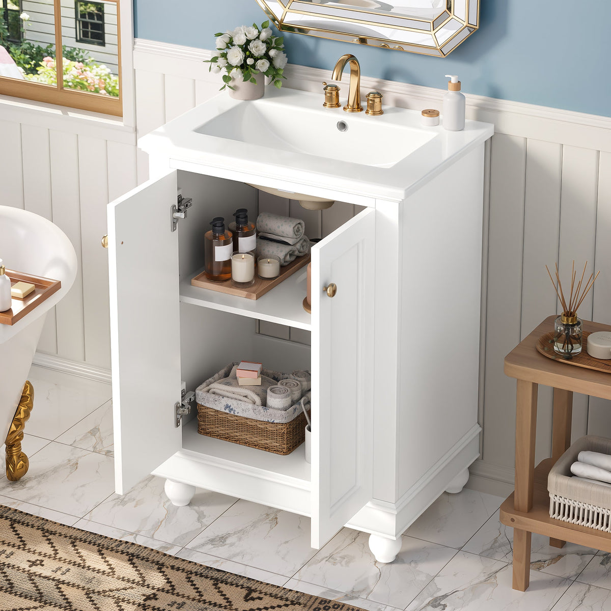 24 Inch Modern Bathroom Vanity Cabinet With Ceramic Sink, photo 6 of 10