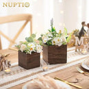 NUPTIO Wooden Box for Centerpiece Wedding: 6 Pcs Rustic Square Planter Box for Christmas Centerpiece Table Fall Decorations - 4×4" & 5×5" Small Wood Vases Flower Pots for Windowsill Home Garden Decor by GreenHaven Gardens
