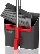 JOYMOOP Black and Red Broom and Dustpan Set, Upright Angle Design with Built-in Comb Teeth for Home, Office, Hard Floors by CozyNest Decor