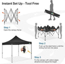 COBIZI 10x10 Pop Up Canopy Tent 10x10 Easy up Canopy, Heavy Duty Outdoor Canopy UPF 50+ All Weather Waterproof Instant Party Tents for Parties Gazebo with Handbag, Black(Windproof Upgraded) by GreenHaven Gardens