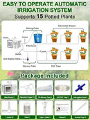 Automatic Watering System with Adjustable Drippers, Indoor Automatic Plant Waterer, Automatic Drip Irrigation Kit with Customize Schedule Water Timer for Balcony, Indoor Vacation Plant Watering by GreenHaven Gardens