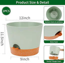 GARDIFE 12 inch Plant Pots, planters, Self Watering Pots, 2 Pack Large Plastic Flower pots with Deep Reservior and High Drainage Holes for Indoor Outdoor Plants and Flowers, Green by GreenHaven Gardens