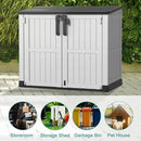 Vixzen 233 Gallon Larger Outdoor Deck Box,Lockable Resin Waterproof Storage Box,UV Resistant,Weather Resistance,Outside Storage Bin for Gardening Tools,Pool Supplies, Black and White by CozyNest Decor
