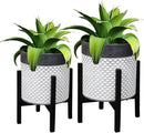Planter with Stand Set of 2, Mid Century Plant Pots with Metal Legs Indoor, Modern Flower Pots with Drainage Holes, Decorative Garden Pot for Living Room, Office, Garden, or Balcony 10 & 12 inches by CozyNest Decor