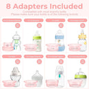 Portable Cordless Baby Bottle Warmer for Travel, Rechargeable with 8 Adapters & 1 Milk Powder Container, Safe Material, Fast Heating, Compatible with Major Brands,Pink by TinyTreasures Baby Boutique