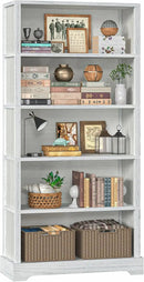 TVU 5-Shelf Wood Bookcase, 65 Inch Tall Bookshelf with Storage, Floor Standing Display Book Shelf，for Living Room Bedroom Study Office，Antique White by CozyNest Decor