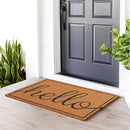 Barnyard Designs Natural Coco Coir Heavy Duty Backing Doormat - Large Cute Non-Slip Front Door Welcome Mat for Outside Entrance or Porch Entry, Brown (24x36, Hello) by CozyNest Decor