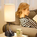 Dreamholder Table Lamp with 3 USB Charging Ports, Modern Desk Lamp with AC Outlet and Phone Stands, Perfect Bedside Lamp for Bedroom, Living Room, Office (Pack of 2), Cream by CozyNest Decor