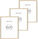 HAUS AND HUES Beige Wood Oak 8x10 Picture Frame, Set of 3 - Modern Wood Wall Art Display - Lightweight 8x10 Frame Set of 3 for Art Prints, Photos, Posters - Ready-to-Hang Vertically & Horizontally by CozyNest Decor