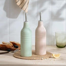 famiware Jupiter 16oz Ceramic Olive Oil Dispenser Bottle, Olive Oil and Vinegar Dispenser Bottle Set of 2 with Stainless Steel Pourers, Suitable for Storage Vinegar, Liquids, Light Pink & Light Green by CozyNest Decor