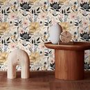 White/Pink/Gold Floral Garden Black Blue Flowers Vintage Peel and Stick Wallpaper Self Adhesive Removable Easy Peel Off Contact Paper Stick on Wall Paper for Bedroom Cabinet Renter Friendly by GreenHaven Gardens