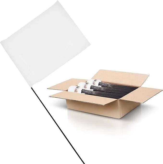 White Marking Flags 1000 Pack - 4x5x15 Inch White Flags for Yard - Markers For Lawn, Irrigation, Landscaping, Survey & Sprinkler Head Marking
