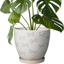 Ceramic Pots for Plants - 8 Inch Plant Pot with Drainage Hole and Saucer Large Planter Pot for Indoor Plants Outdoor Modern Flower Pot Home Decor White by GreenHaven Gardens