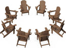 KINGYES Folding Adirondack Chair Set of 8, Dual Cup Holders & All-Weather HDPE, Wood-Like Patio Chair for Backyard, Camping, Pool & Fire Pit, Brown by GreenHaven Gardens