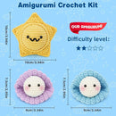 WaldyWop Crochet Kit for Beginners – 3PCS Ocean Friends Wobbles Crochet Animal Kit for Adults & Kids 8-12 – DIY Stress Relief Ball w/ 40% Extra Yarn, Easy Video & Instructions – Gift for Girls & Women by TinyTreasures Baby Boutique