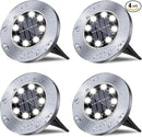 Solar Ground Lights, 4 Pack 8 LED White Solar Pathway Lights, Waterproof, Modern, Outdoor, In-Ground, Garden, Path, Deck, Lawn, Patio, Walkway by GreenHaven Gardens