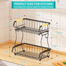 2 Tier Fruit Basket with 2 Banana Hangers, Detachable Countertop Fruit Bowls for Kitchen Counter, Metal Wire Fruit Vegetable Storage Holder Stand with Wooden Handles for Bread, Snacks, Veggies by CozyNest Decor