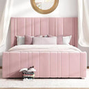 HOMBCK Pink Full Size Bed Frame Upholstered Bed with Velvet Tufted Headboard & Footboard, Mattress Foundation/Wooden Slats/Noise Free/No Box Spring Needed/Easy Assembly by CozyNest Decor