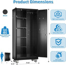 Garage Storage Cabinet with Wheels and 5 Pegboard, 71" H Metal Storage Cabinets with 2 Locking Doors and 4 Shelves, Broom Closet Storage Cabinet with Hanging Rod and 13 Hooks, Black by GreenHaven Gardens