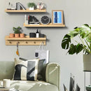MBYD Natural Wood Floating Shelves, Unfinished Wood Picture Ledge, 24 Inch Picture Ledge for Kids Room, Floating Nursery Book Shelf with Hooks for Living Room, Kitchen, Bathroom by CozyNest Decor