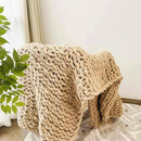 Chunky Knit Blanket Throw 48"x71", Chenille Throw Blankets, Handmade Warm & Cozy Blanket Couch Bed Home Decor, Soft Breathable Fleece Banket, Christmas for Couch Bed Sofa Best Gift (Tan) by CozyNest Decor