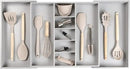 Adjustable Kitchen Drawer Organizer for Utensils and Junk, Food-Safe Contract Grade with 100% Sustainable Wood, Expandable from 19 to 33 Inches Wide - Gray Bamboo by CozyNest Decor