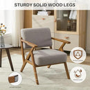 Ergonomic Mid-Century Modern Lounging Armchair | Solid Wood Frame & Plush Thickened Cushion | Versatile Seating for Living Room, Reading Nook & Balcony, Light Grey Linen by CozyNest Decor