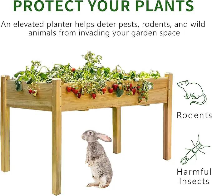 Premium Fir Wooden Raised Garden Bed with Four Legs for Backyard and Balcony Gardening,Suitable for Indoor and Outdoor use,49.5''×23.5''×30'', photo 7 of 8